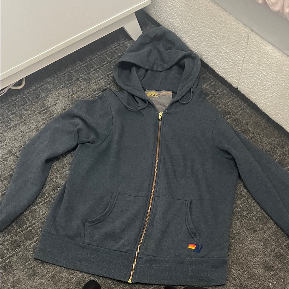Aviator Nation Charcoal Hoodie with Rainbow Patch